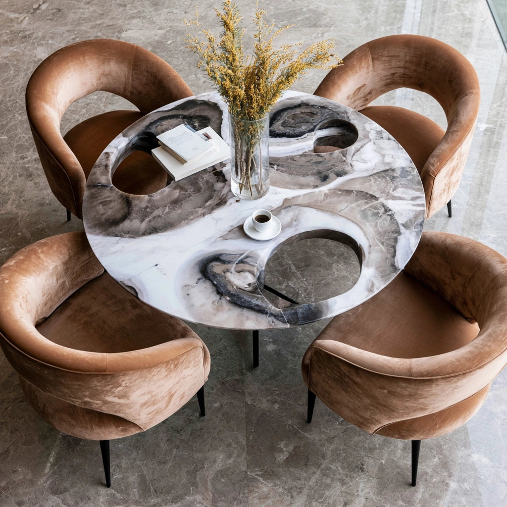Eettafel, kleur grijs en wit