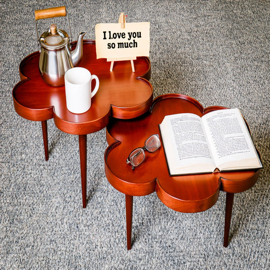 Set nesttafels van hout, kleur grijs