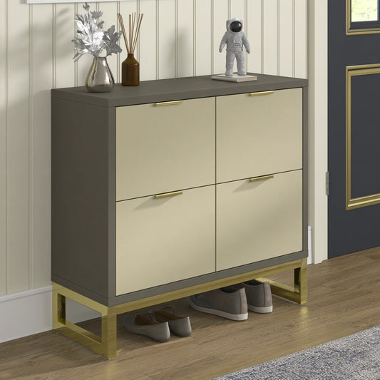 Schoenenrek met drie lades, kleur grijs