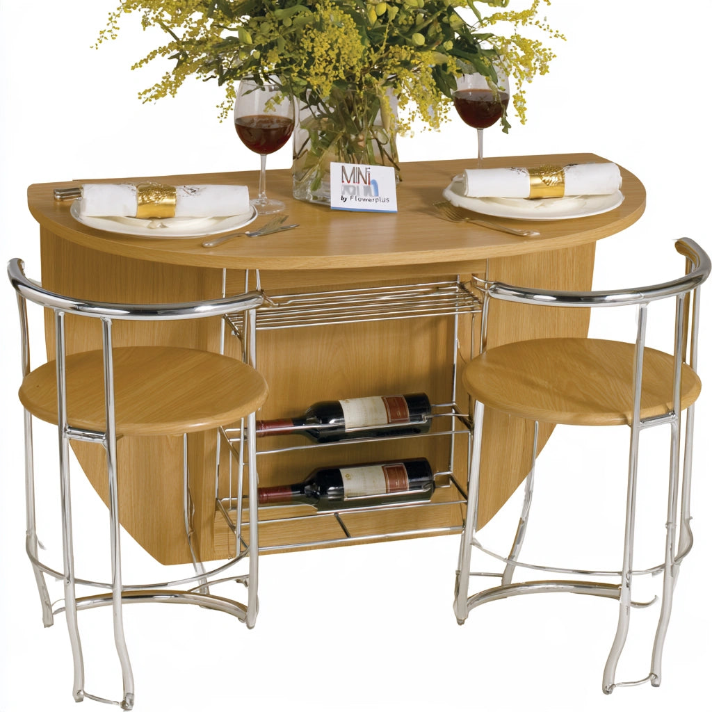 Eetkamerset met tafel en stoelen van hout met eikenlook, kleur lichtbruin
